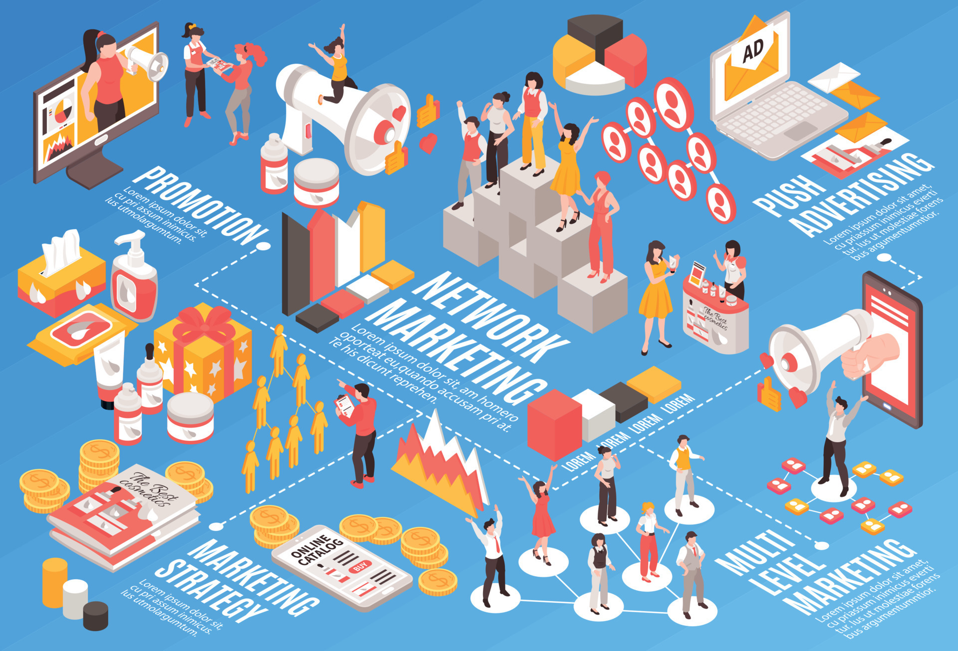 Isometric Network Marketing Illustration 19775561 Vector Art at Vecteezy