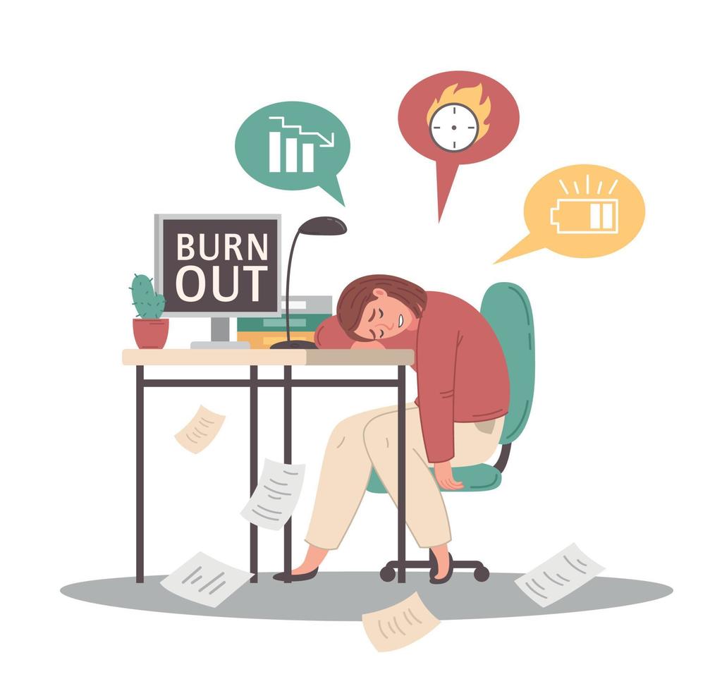 Cartoon Professional Burnout Illustration vector