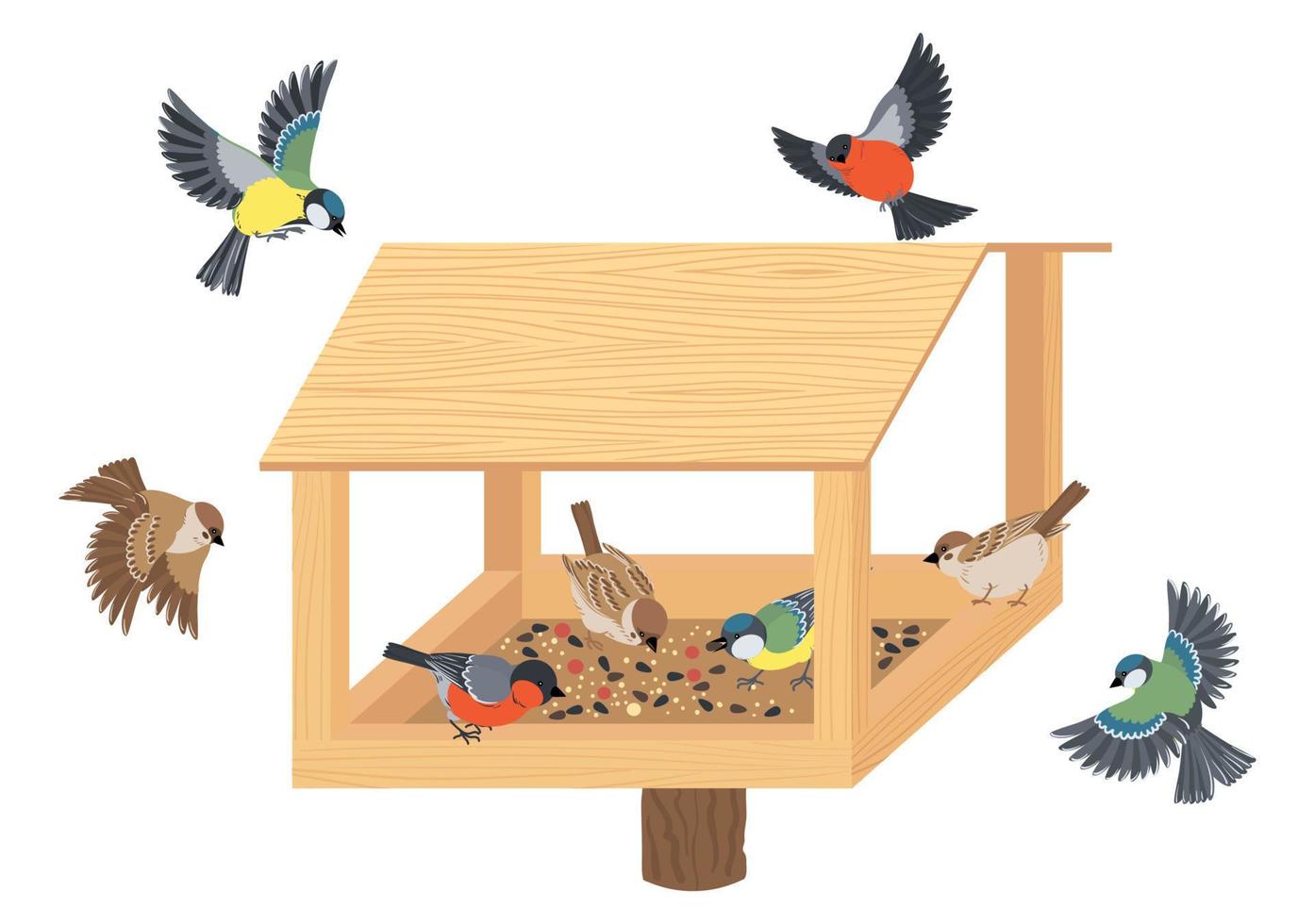 Bird Feeder Box Composition vector