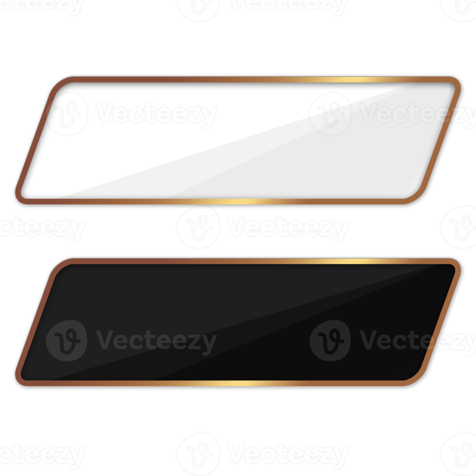 Premium gradient ppt text box white and gold black frame png