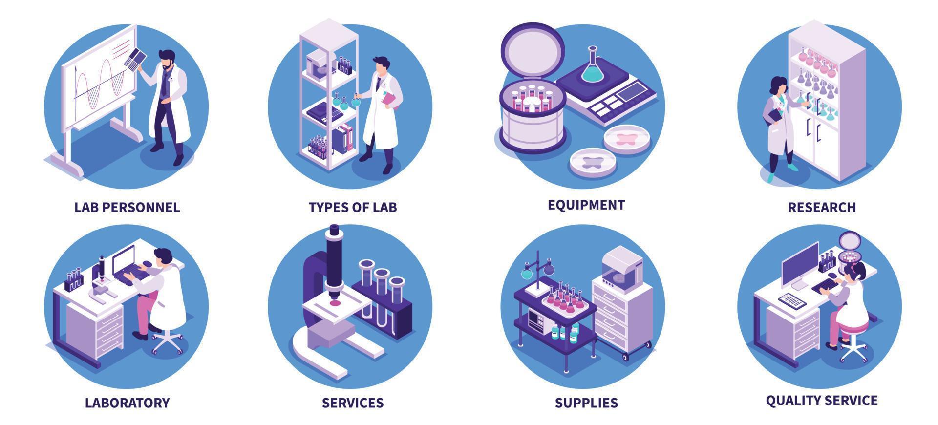 isométrica científico laboratorio conjunto vector