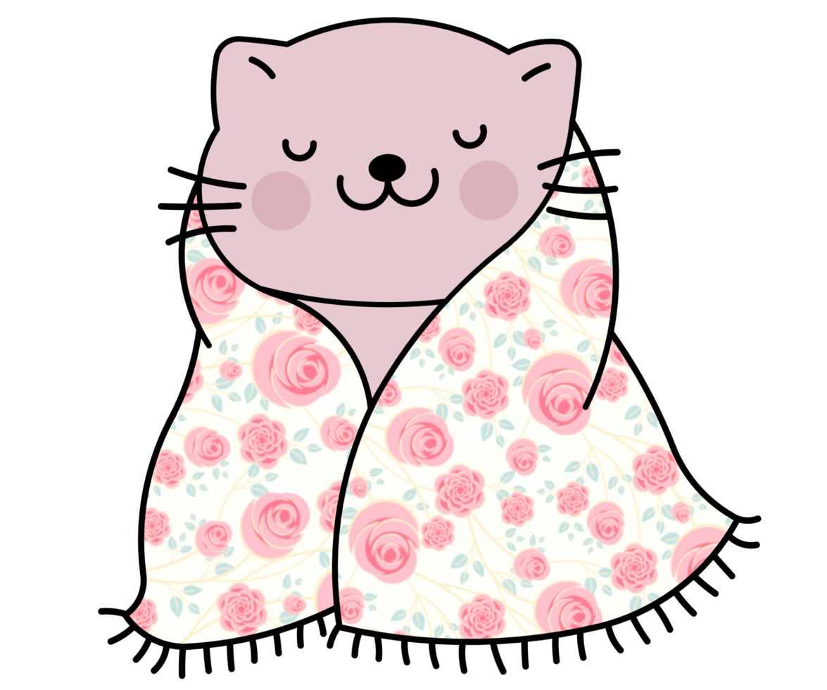 Cute cat in a colorful blanket 19775681 PNG