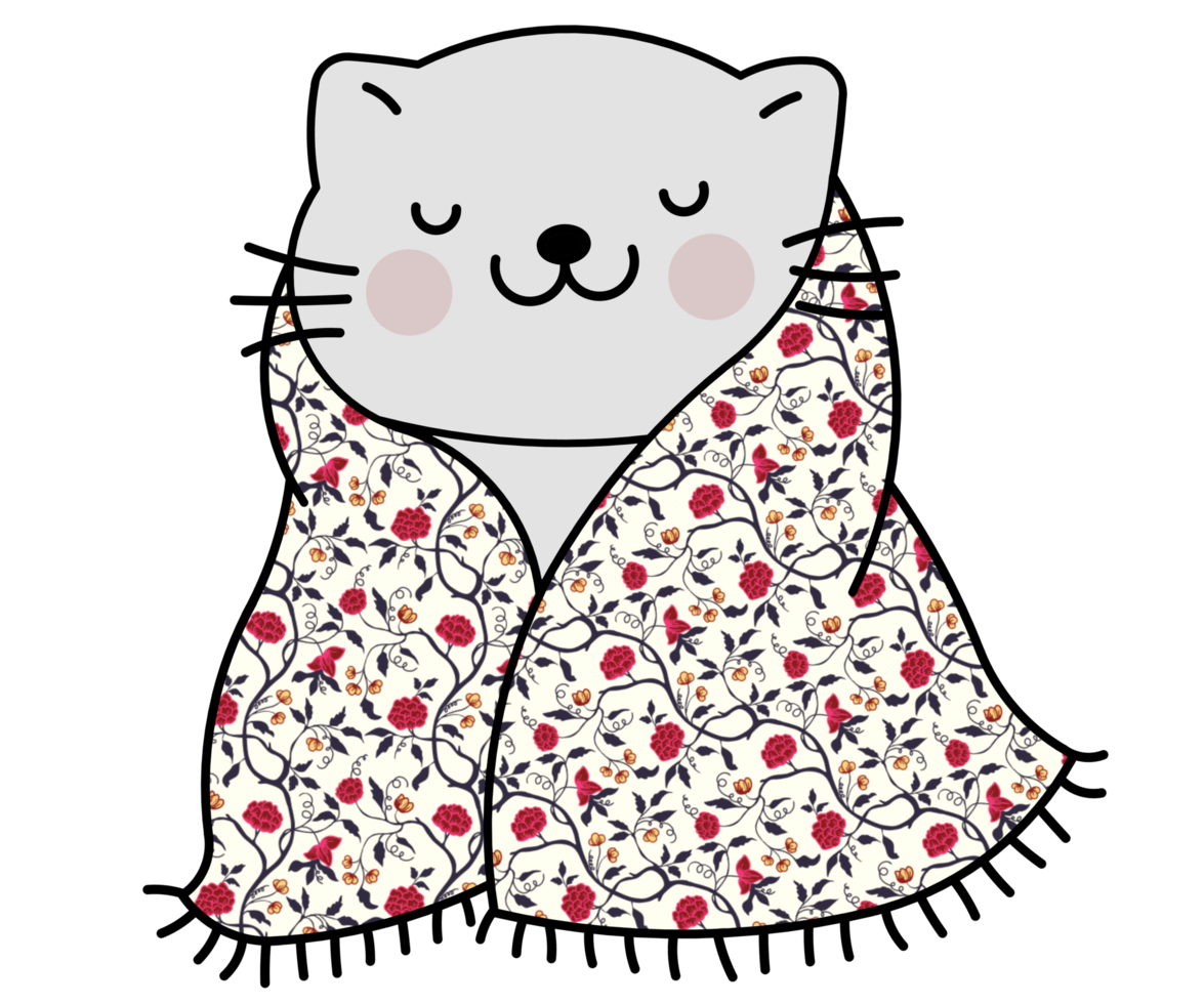 Free Cute cat in a colorful blanket 19775689 PNG with Transparent