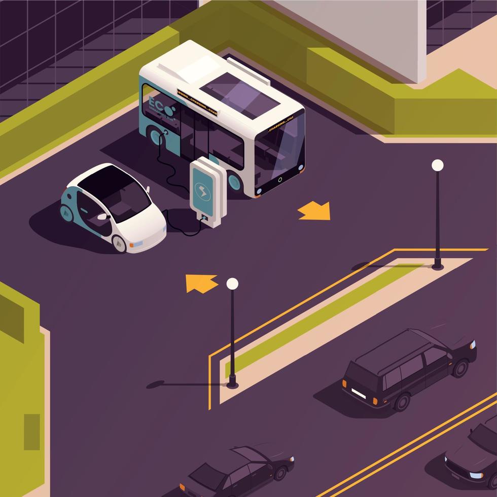Electric Transport Isometric vector