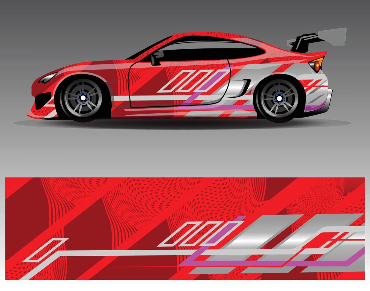 vector de diseño de envoltura de coche. Diseños de kits de fondo de carreras de franjas abstractas gráficas para envolver vehículos carrera de autos rally aventura y librea