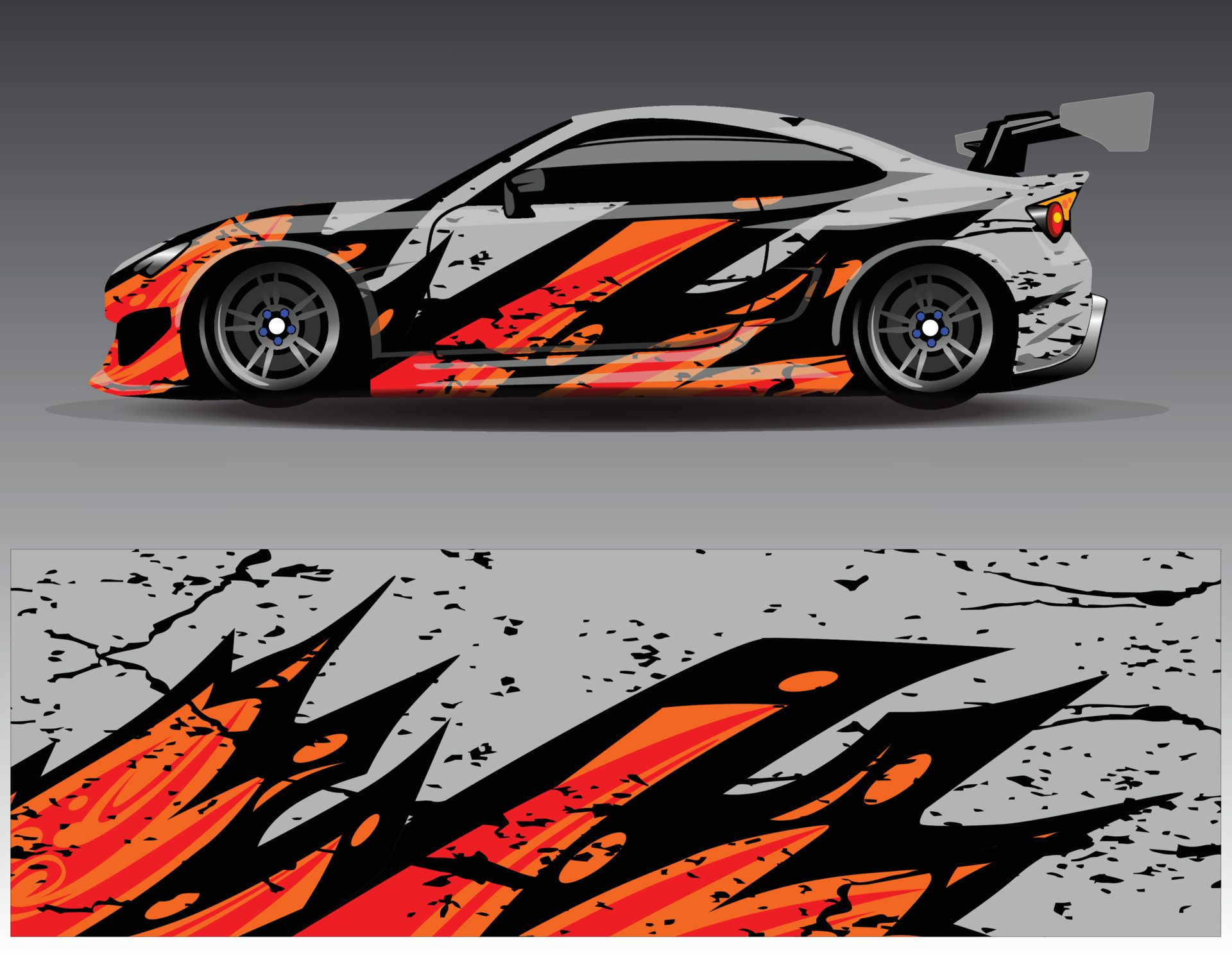 Car wrap design vector. Graphic abstract stripe racing background kit
