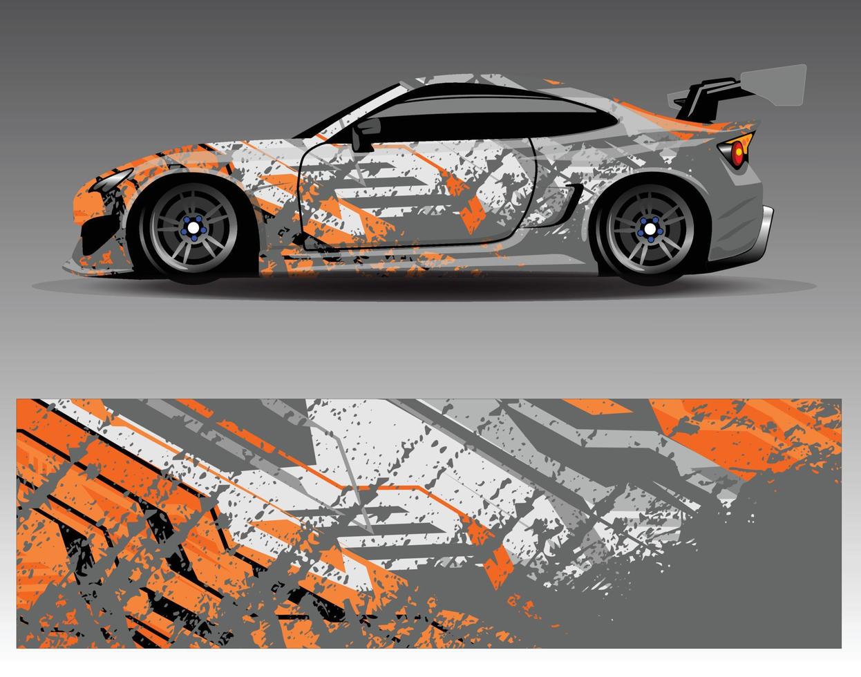 vector de diseño de envoltura de coche. Diseños de kits de fondo de carreras de franjas abstractas gráficas para envolver vehículos carrera de autos rally aventura y librea