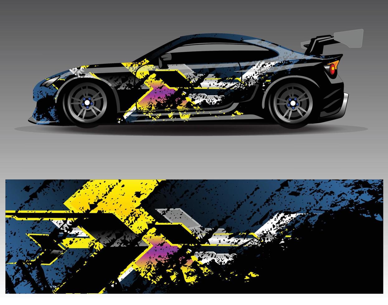 Car wrap design vector. Graphic abstract stripe racing background kit designs for wrap vehicle  race car  rally  adventure and livery vector