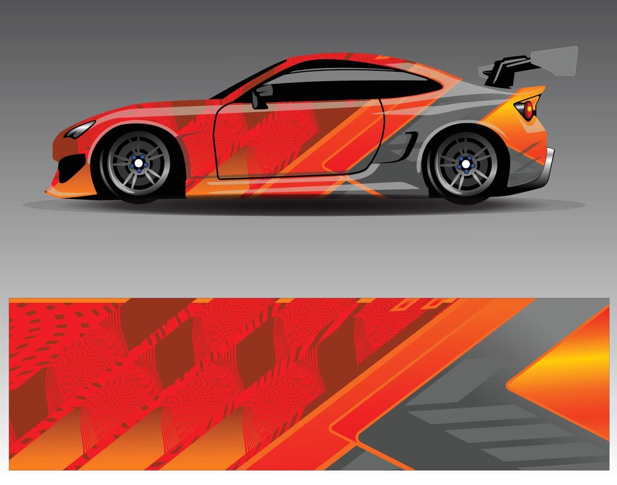 vector de diseño de envoltura de coche. Diseños de kits de fondo de carreras de franjas abstractas gráficas para envolver vehículos carrera de autos rally aventura y librea