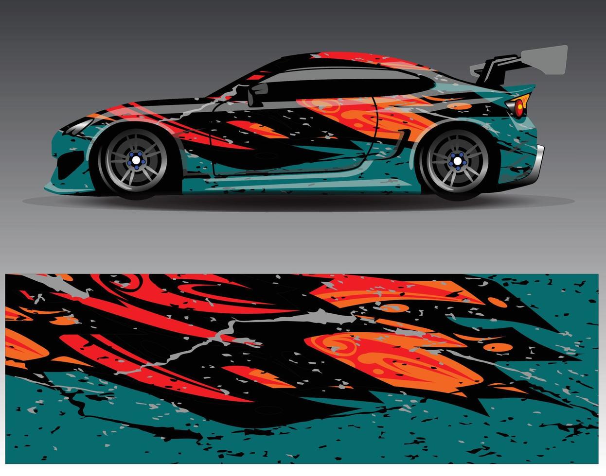 Car wrap design vector. Graphic abstract stripe racing background kit designs for wrap vehicle  race car  rally  adventure and livery vector