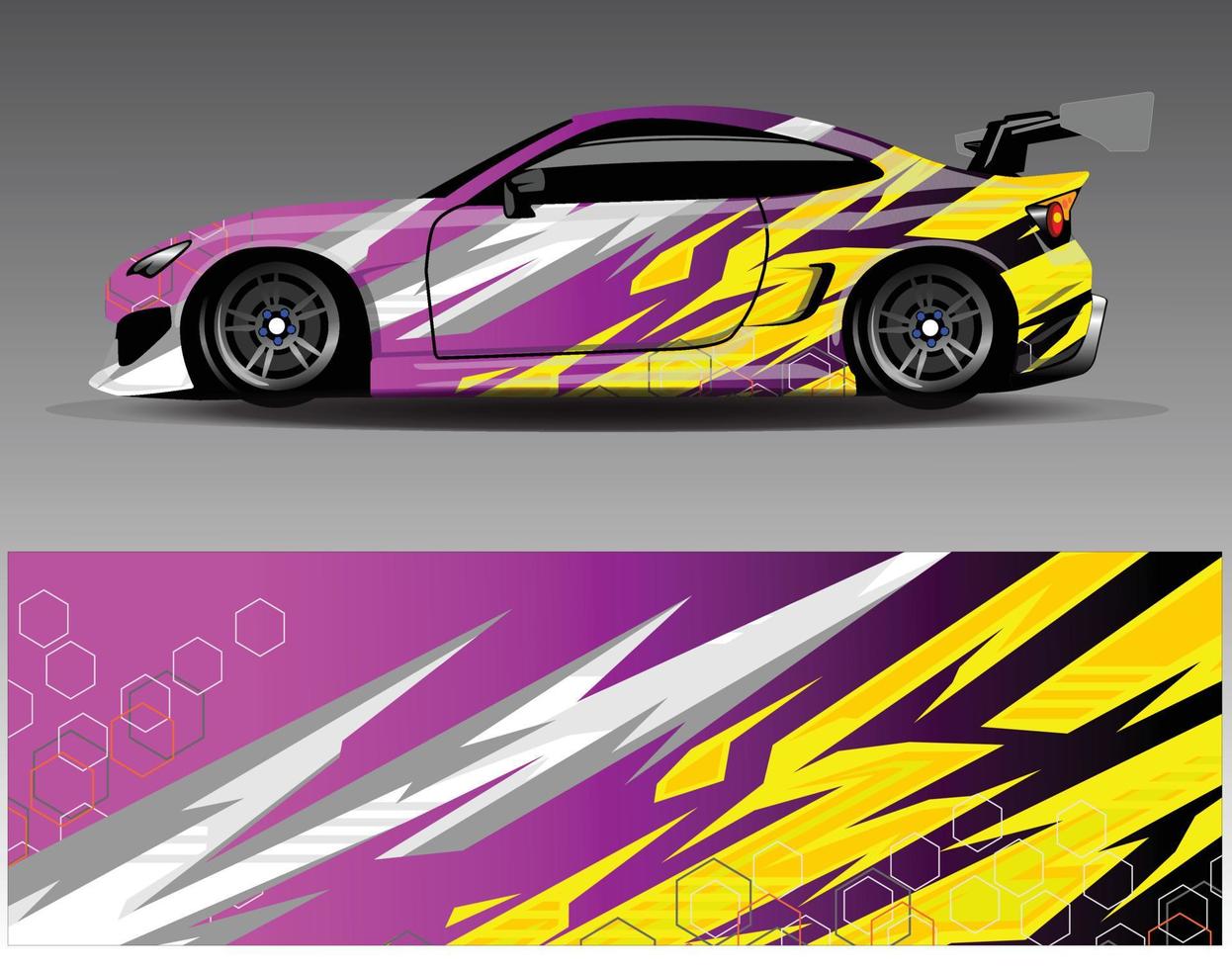 vector de diseño de envoltura de coche. Diseños de kits de fondo de carreras de franjas abstractas gráficas para envolver vehículos carrera de autos rally aventura y librea