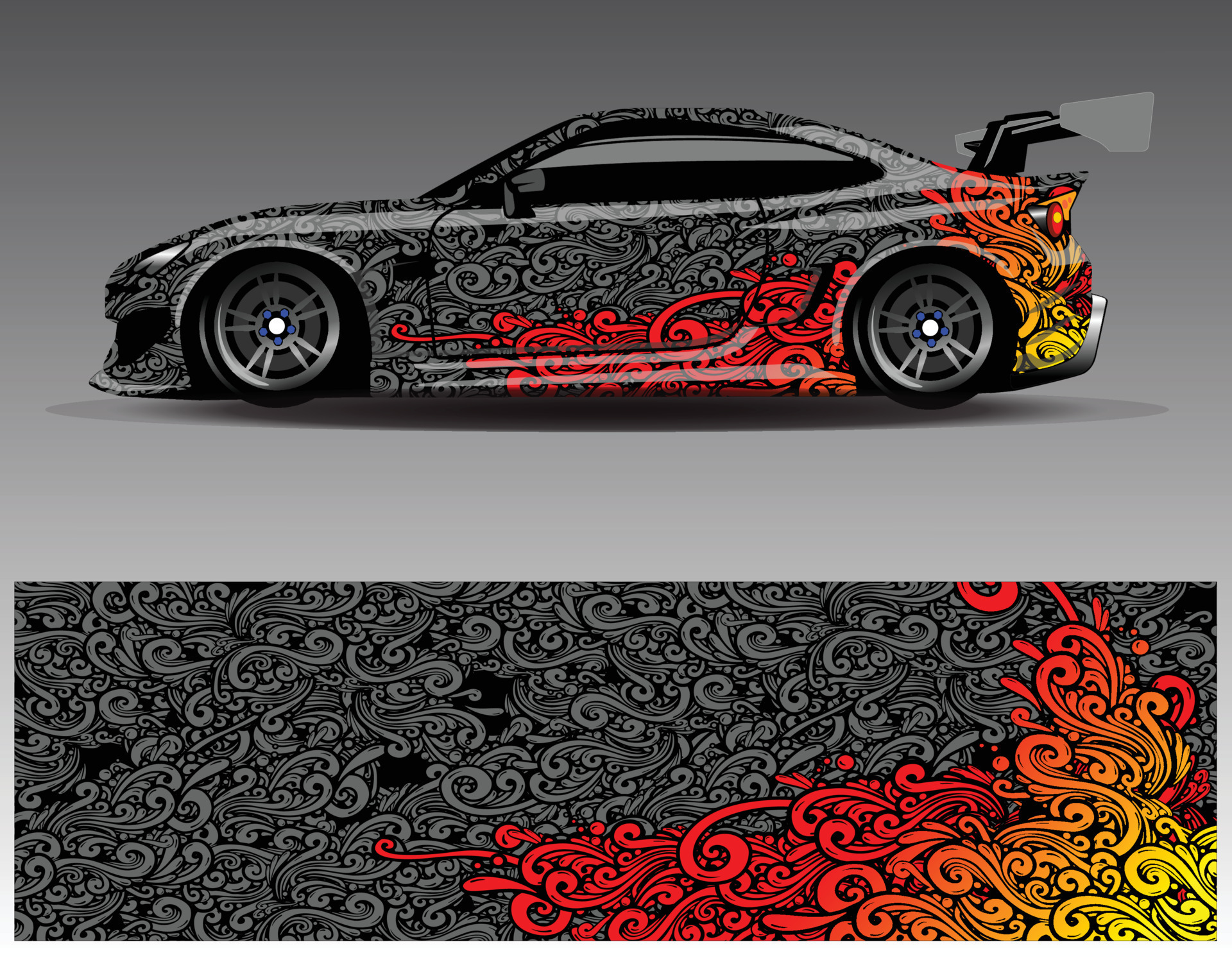 Car wrap design vector. Graphic abstract stripe racing background kit