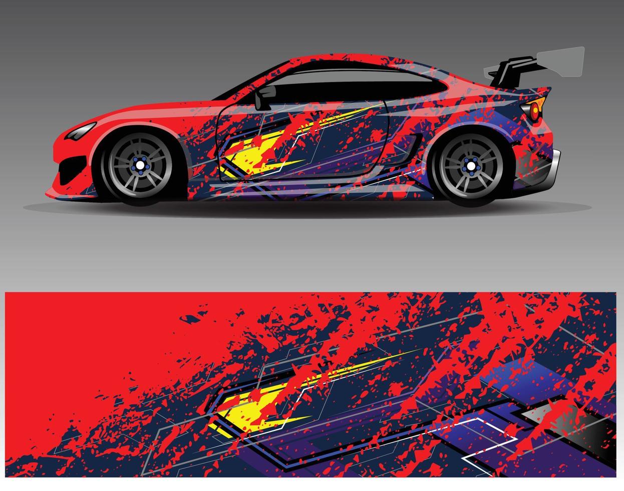 Car wrap design vector. Graphic abstract stripe racing background kit designs for wrap vehicle  race car  rally  adventure and livery vector