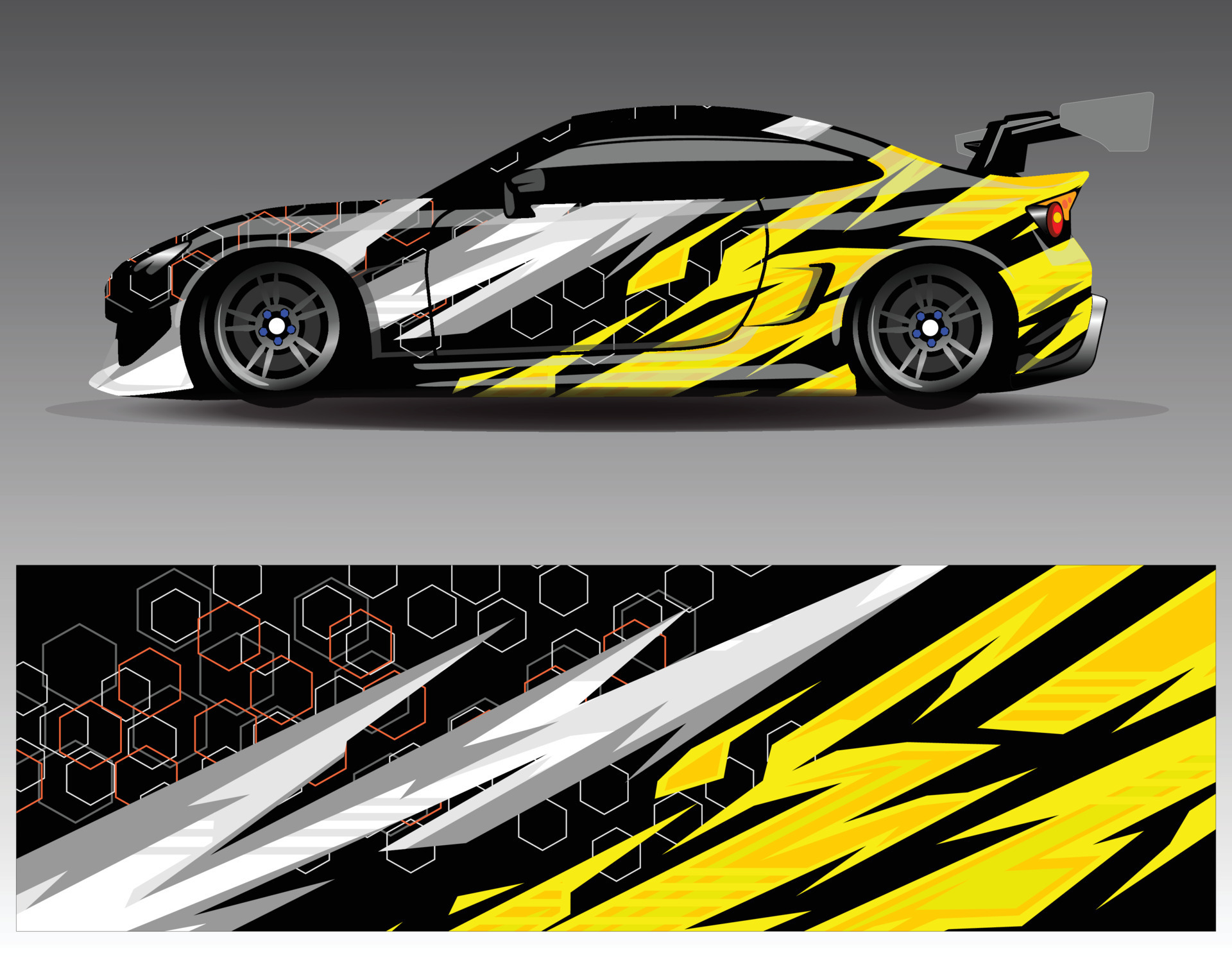 Car wrap design vector. Graphic abstract stripe racing background kit