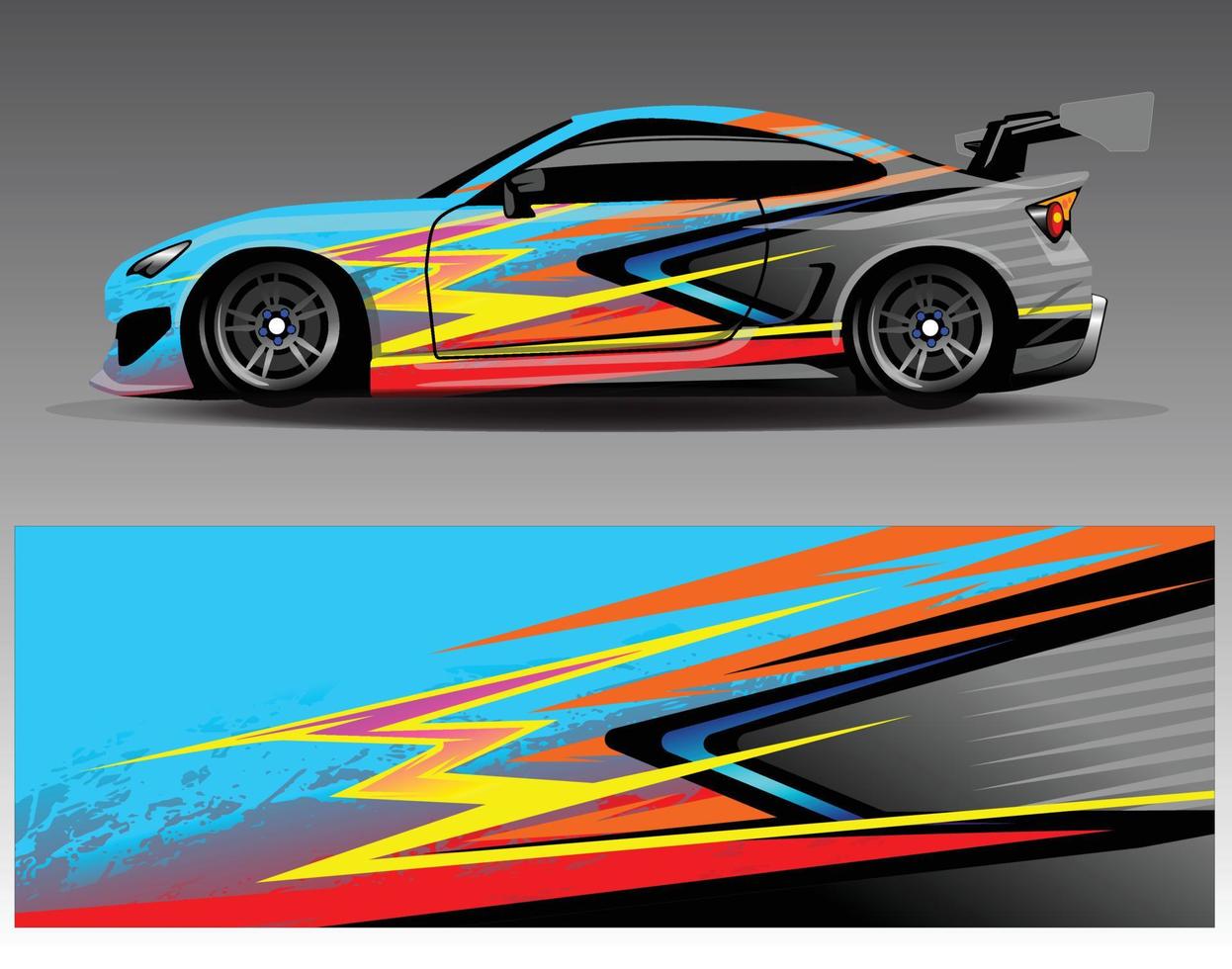 vector de diseño de envoltura de coche. Diseños de kits de fondo de carreras de franjas abstractas gráficas para envolver vehículos carrera de autos rally aventura y librea