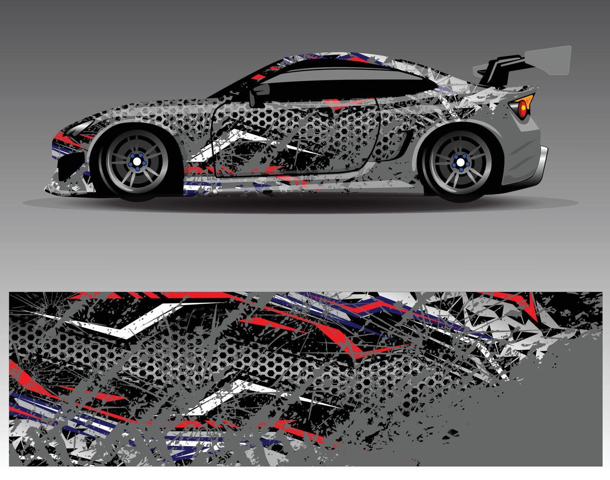 Car wrap design vector. Graphic abstract stripe racing background kit designs for wrap vehicle  race car  rally  adventure and livery vector