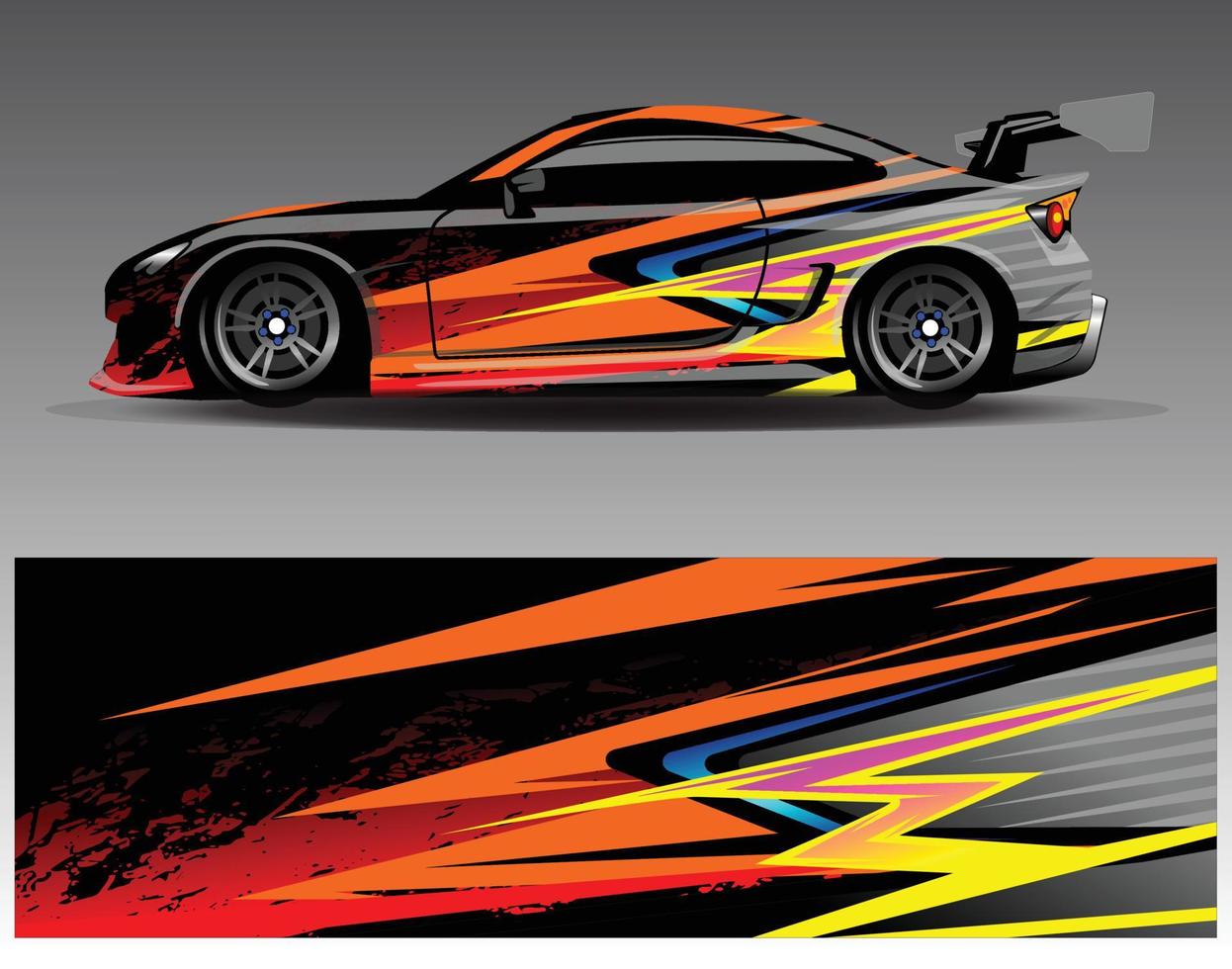 Car wrap design vector. Graphic abstract stripe racing background kit designs for wrap vehicle  race car  rally  adventure and livery vector