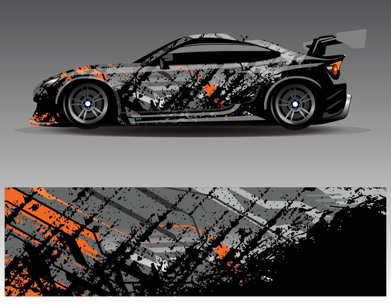 vector de diseño de envoltura de coche. Diseños de kits de fondo de carreras de franjas abstractas gráficas para envolver vehículos carrera de autos rally aventura y librea