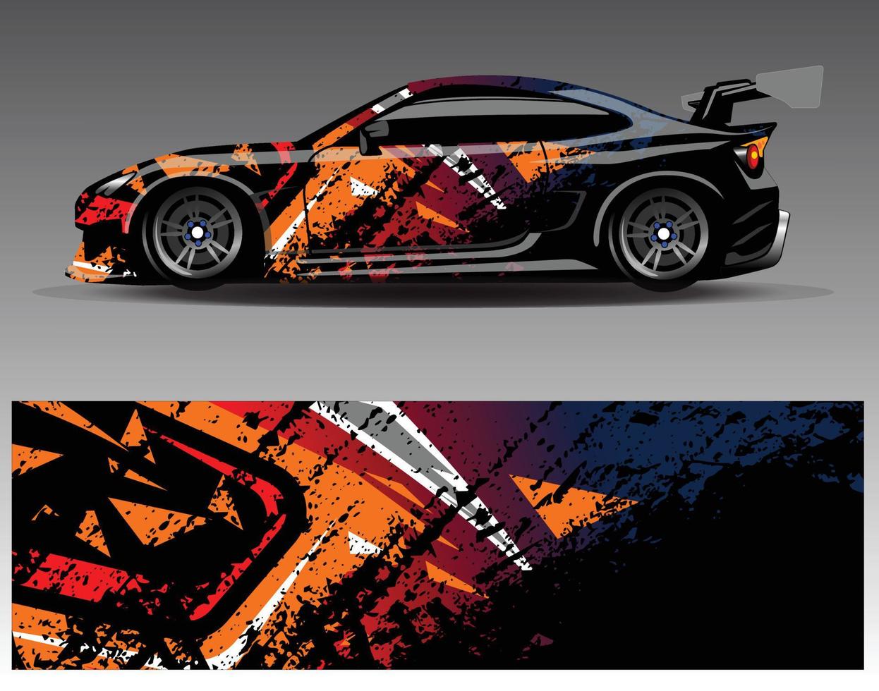 vector de diseño de envoltura de coche. Diseños de kits de fondo de carreras de franjas abstractas gráficas para envolver vehículos carrera de autos rally aventura y librea