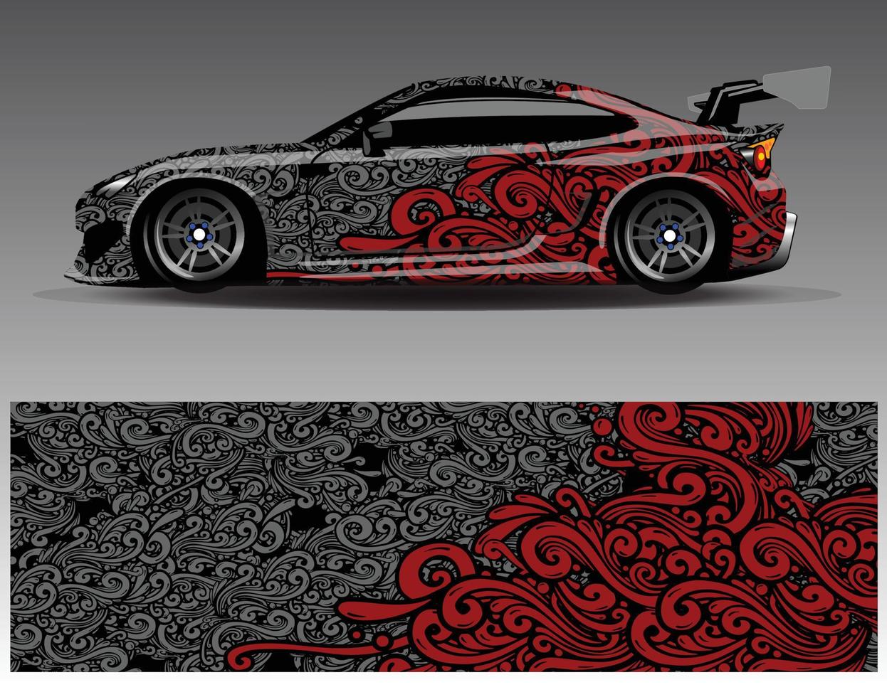 Car wrap design vector. Graphic abstract stripe racing background kit designs for wrap vehicle  race car  rally  adventure and livery vector