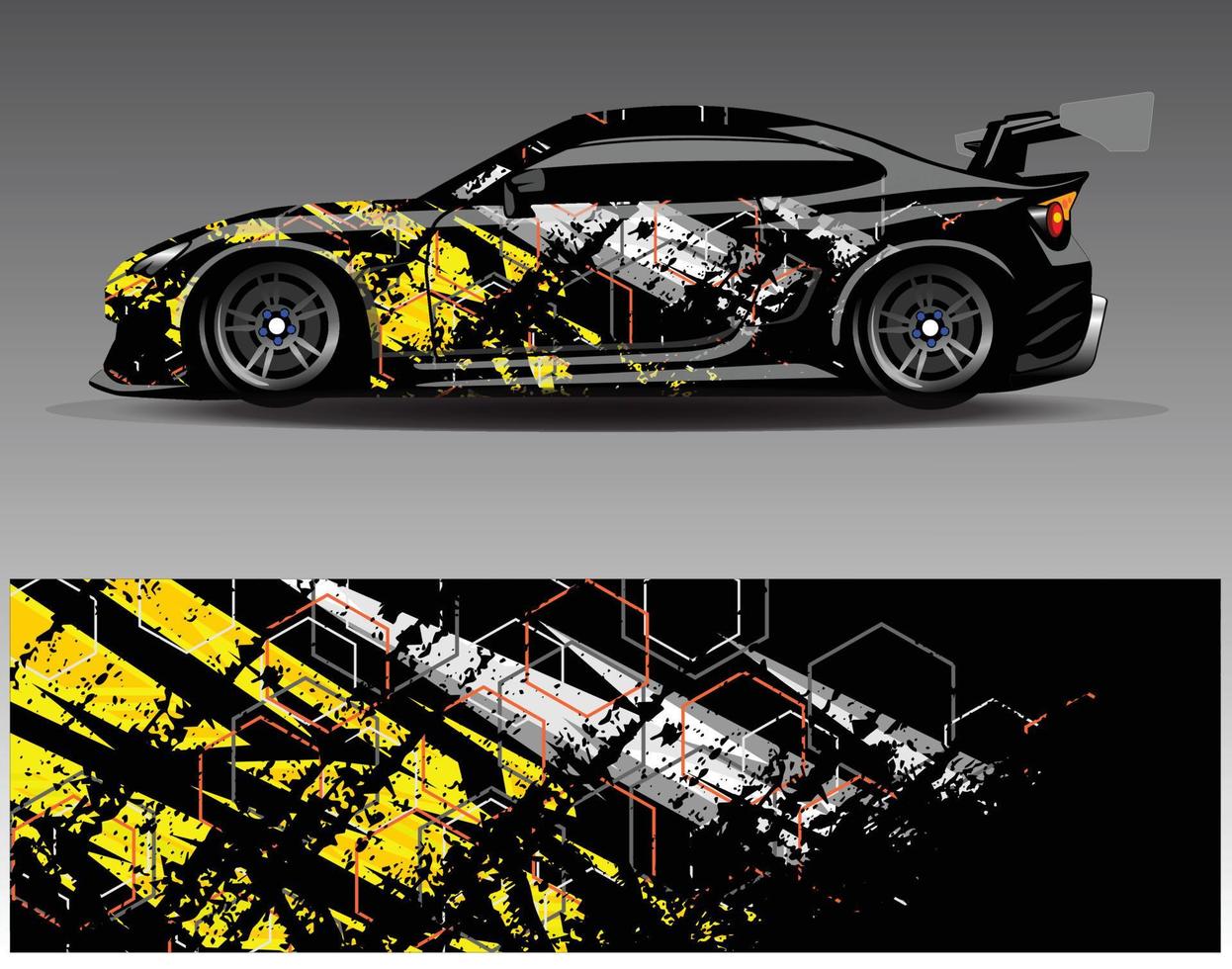 Car wrap design vector. Graphic abstract stripe racing background kit designs for wrap vehicle  race car  rally  adventure and livery vector
