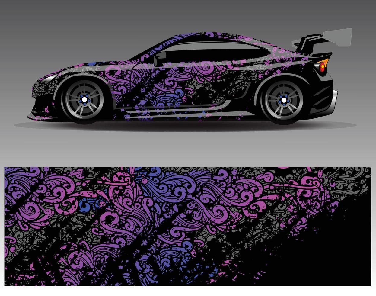 Car wrap design vector. Graphic abstract stripe racing background kit designs for wrap vehicle  race car  rally  adventure and livery vector