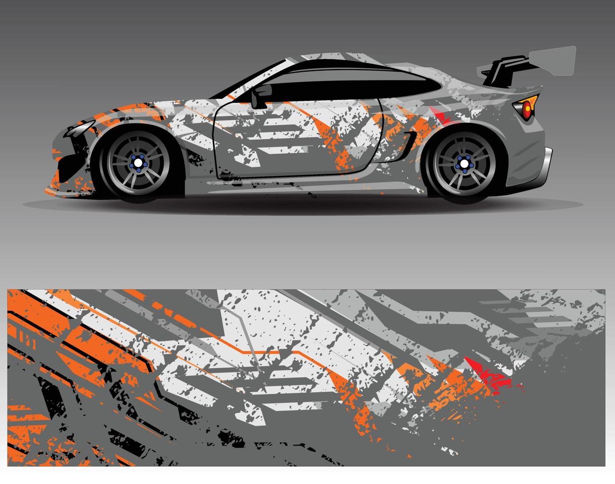 Car wrap design vector. Graphic abstract stripe racing background kit designs for wrap vehicle  race car  rally  adventure and livery vector