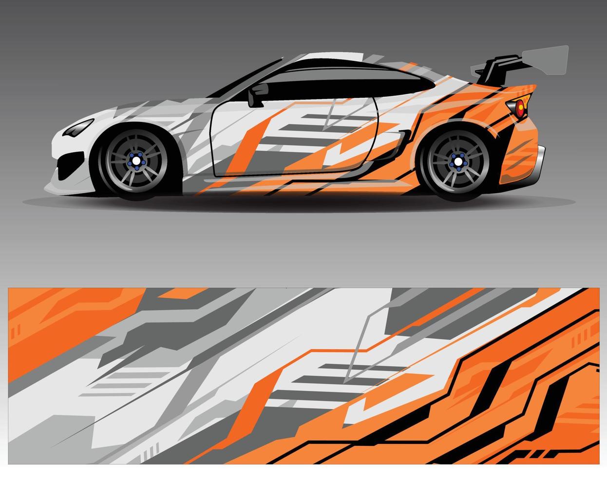 Car wrap design vector. Graphic abstract stripe racing background kit designs for wrap vehicle  race car  rally  adventure and livery vector