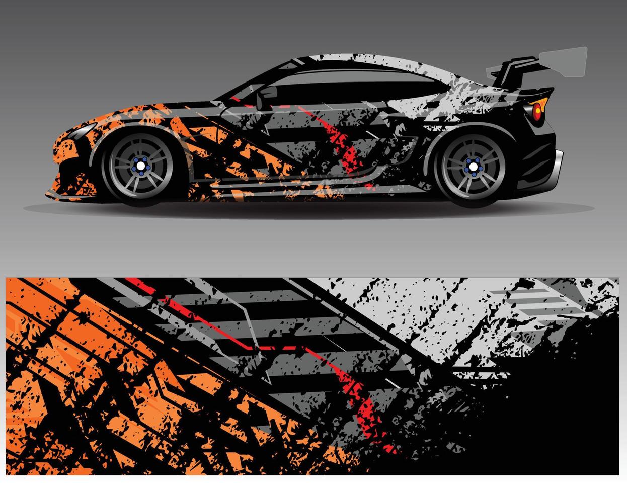 vector de diseño de envoltura de coche. Diseños de kits de fondo de carreras de franjas abstractas gráficas para envolver vehículos carrera de autos rally aventura y librea