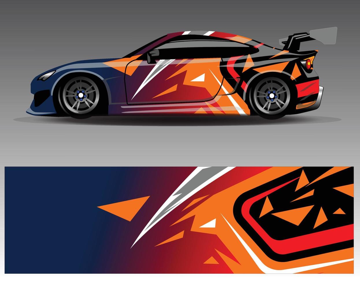 vector de diseño de envoltura de coche. Diseños de kits de fondo de carreras de franjas abstractas gráficas para envolver vehículos carrera de autos rally aventura y librea