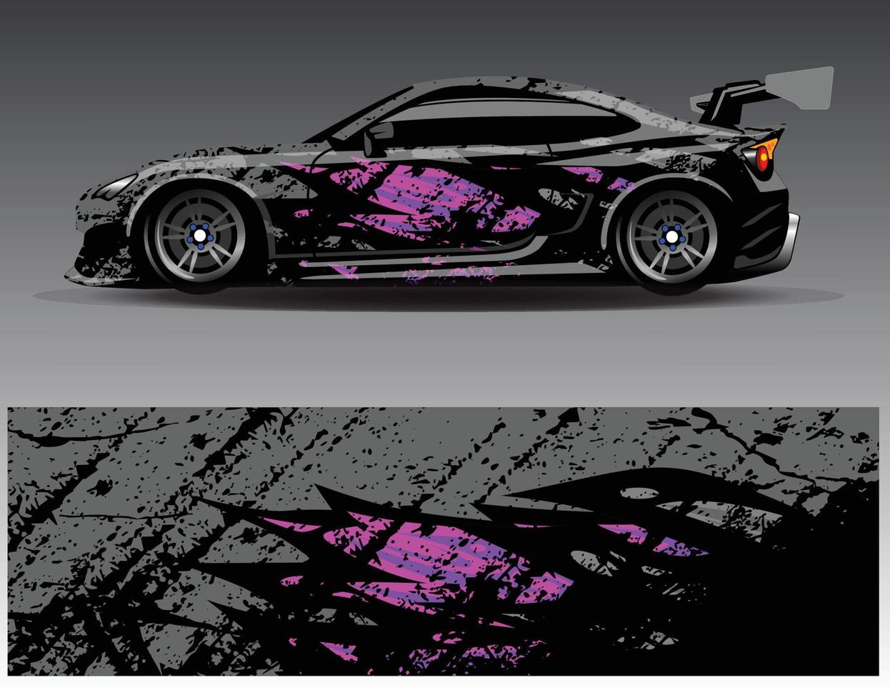 vector de diseño de envoltura de coche. Diseños de kits de fondo de carreras de franjas abstractas gráficas para envolver vehículos carrera de autos rally aventura y librea