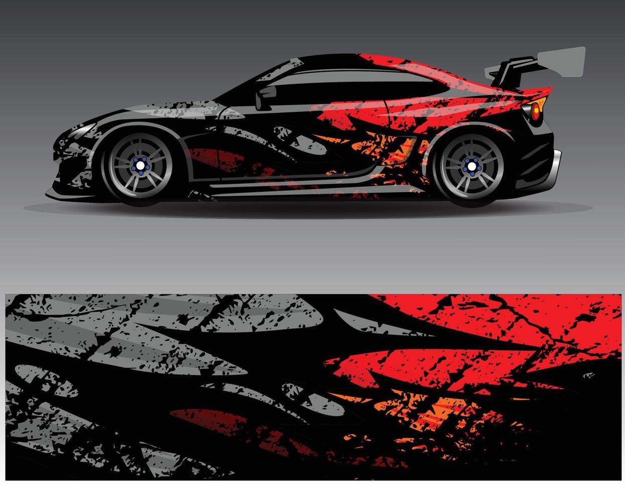 vector de diseño de envoltura de coche. Diseños de kits de fondo de carreras de franjas abstractas gráficas para envolver vehículos carrera de autos rally aventura y librea