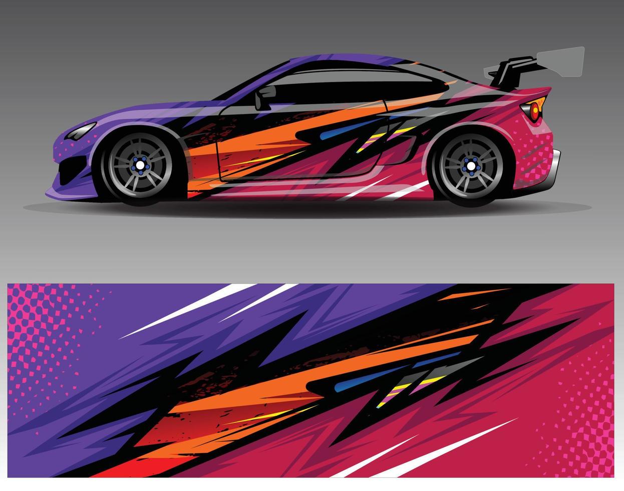 Car wrap design vector. Graphic abstract stripe racing background kit designs for wrap vehicle  race car  rally  adventure and livery vector
