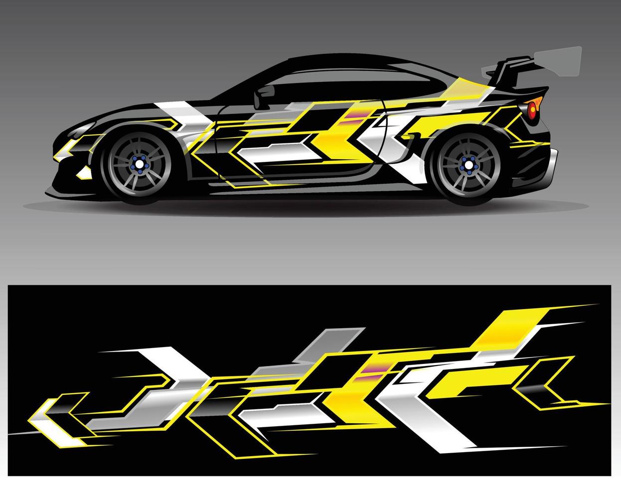 Car wrap design vector. Graphic abstract stripe racing background kit designs for wrap vehicle  race car  rally  adventure and livery vector