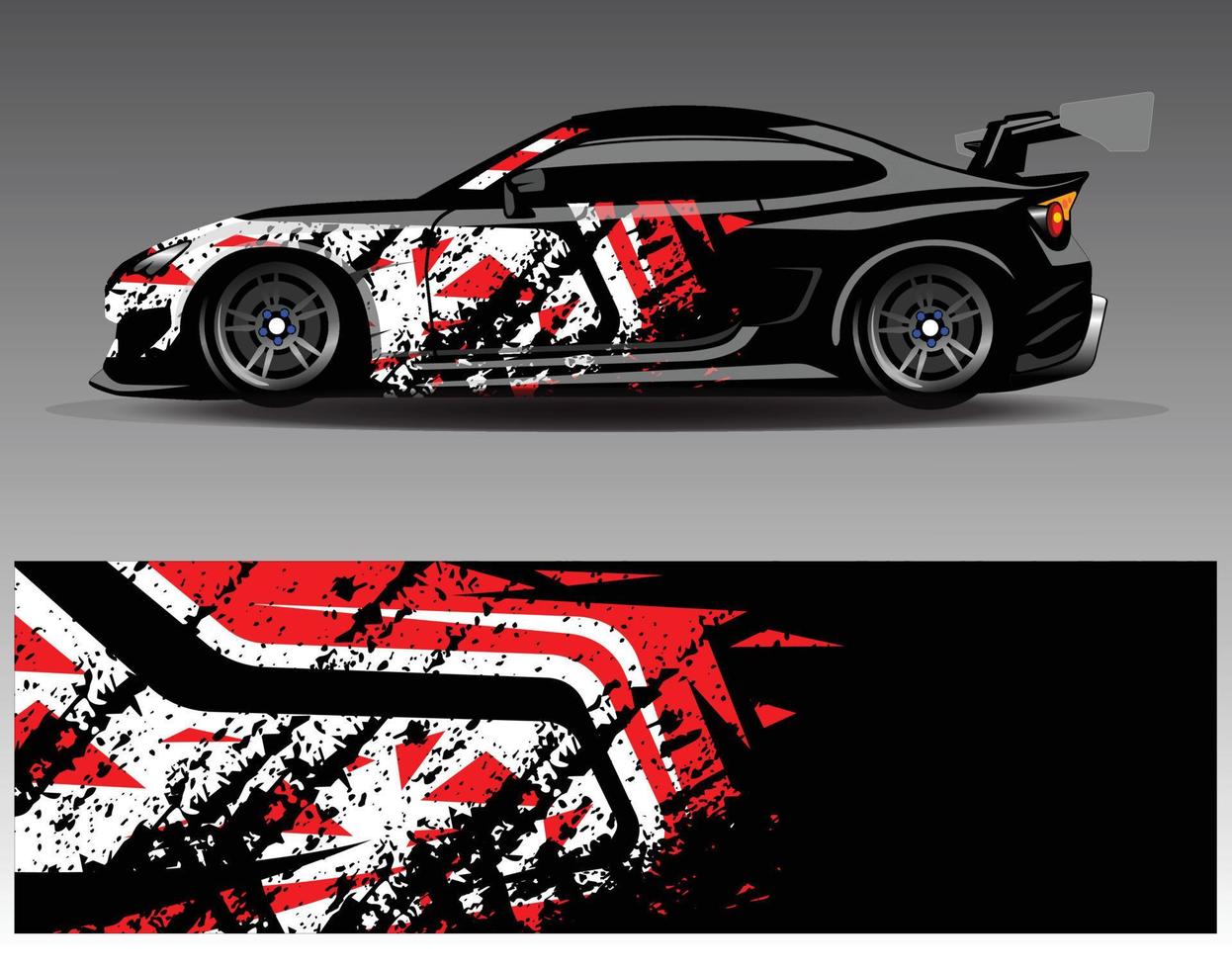 vector de diseño de envoltura de coche. Diseños de kits de fondo de carreras de franjas abstractas gráficas para envolver vehículos carrera de autos rally aventura y librea