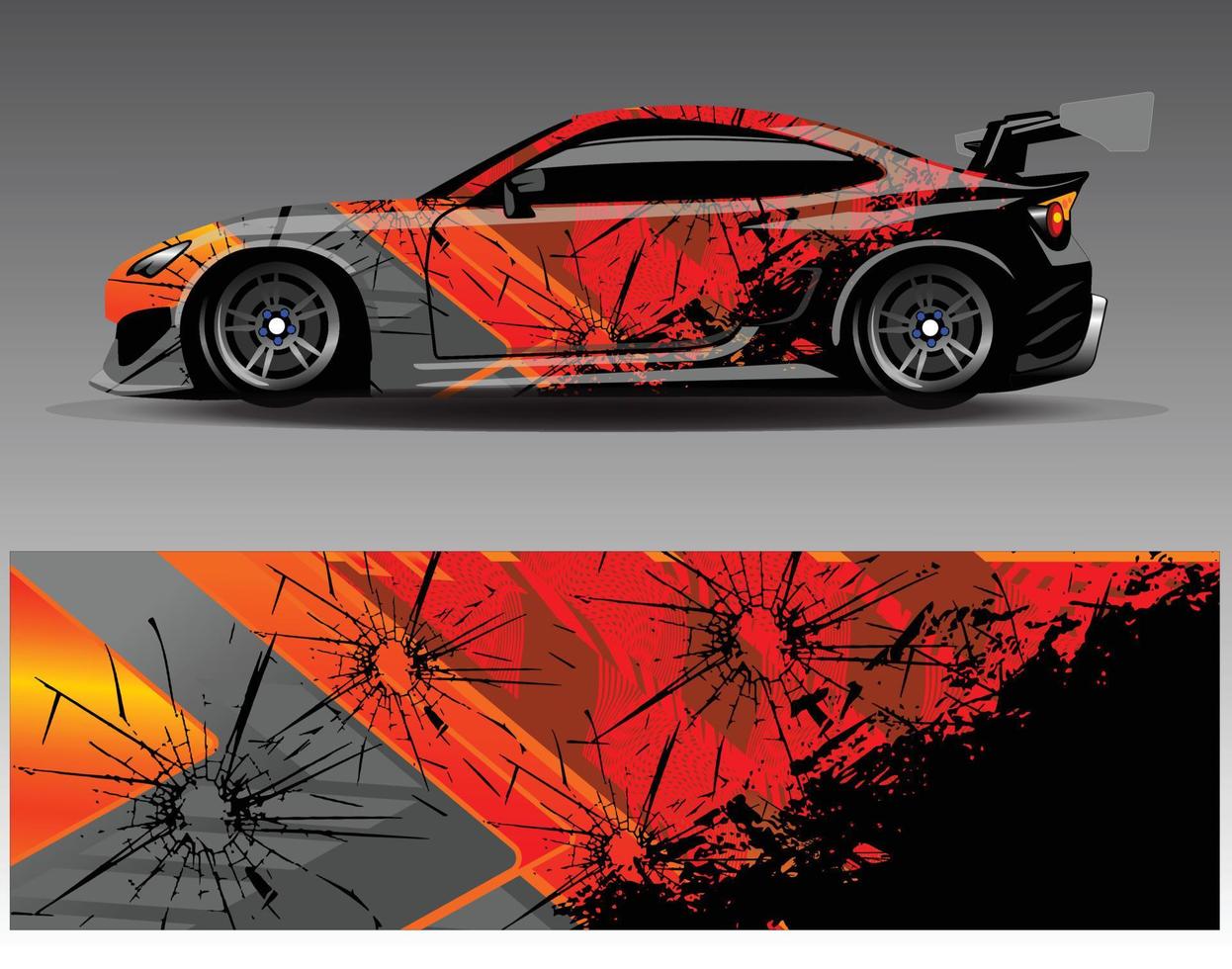 vector de diseño de envoltura de coche. Diseños de kits de fondo de carreras de franjas abstractas gráficas para envolver vehículos carrera de autos rally aventura y librea