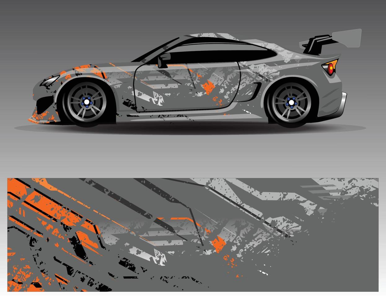 vector de diseño de envoltura de coche. Diseños de kits de fondo de carreras de franjas abstractas gráficas para envolver vehículos carrera de autos rally aventura y librea