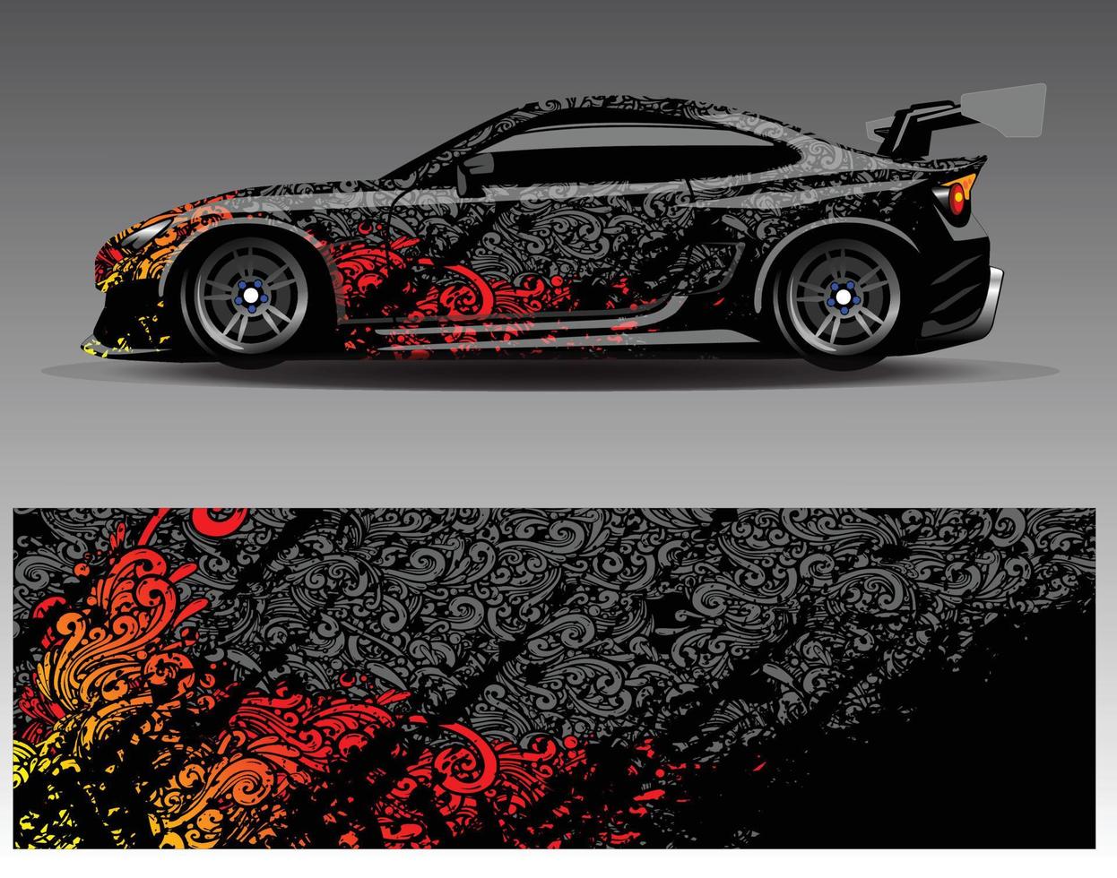 Car wrap design vector. Graphic abstract stripe racing background kit designs for wrap vehicle  race car  rally  adventure and livery vector