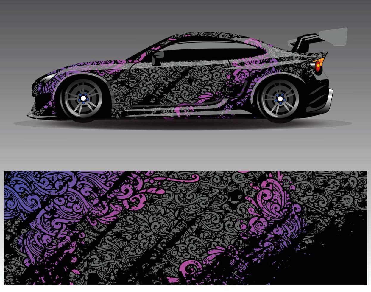 Car wrap design vector. Graphic abstract stripe racing background kit designs for wrap vehicle  race car  rally  adventure and livery vector