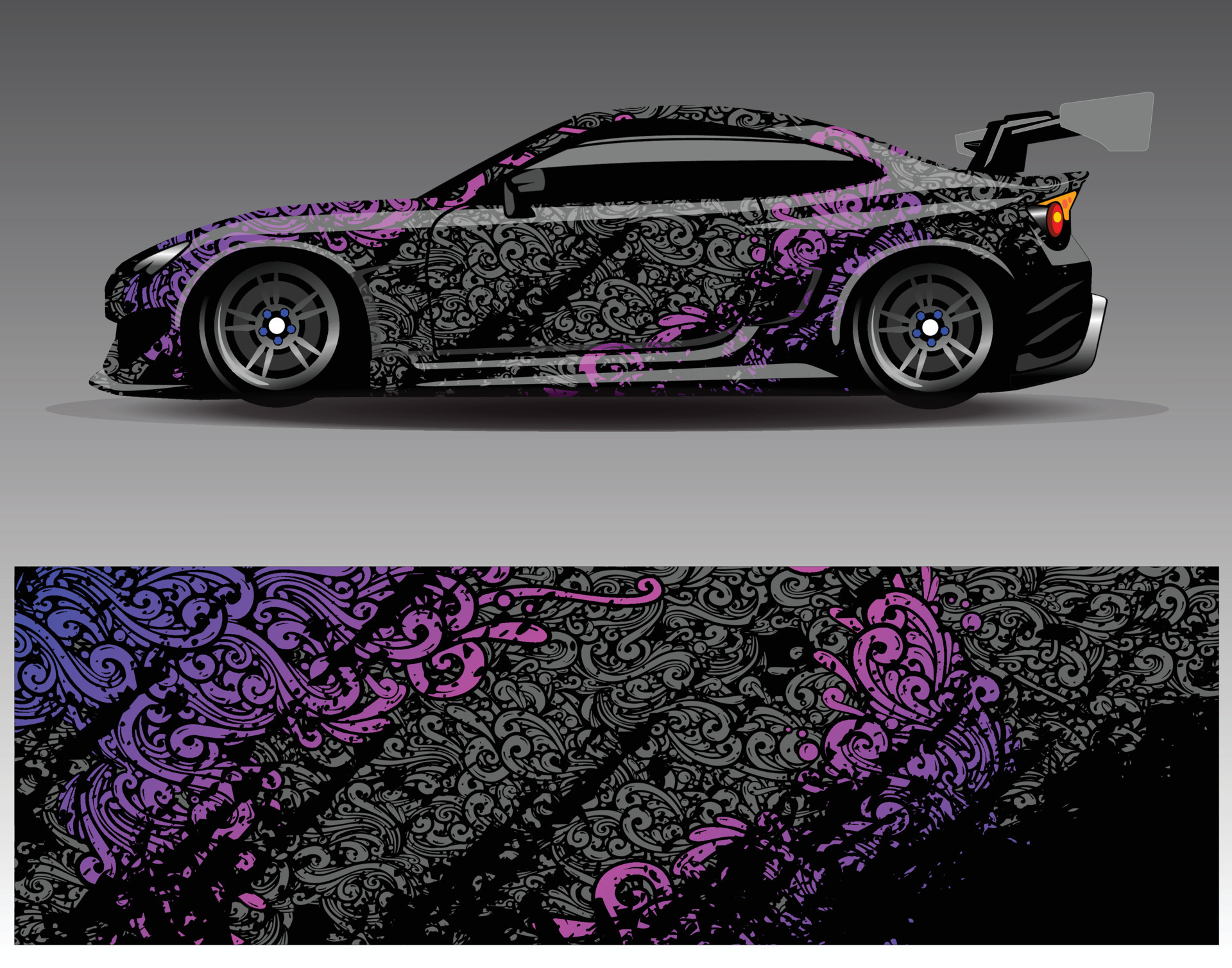Car wrap design vector. Graphic abstract stripe racing background kit