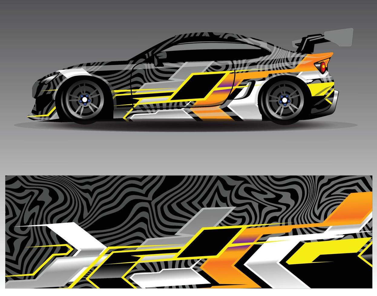 Car wrap design vector. Graphic abstract stripe racing background kit designs for wrap vehicle  race car  rally  adventure and livery vector