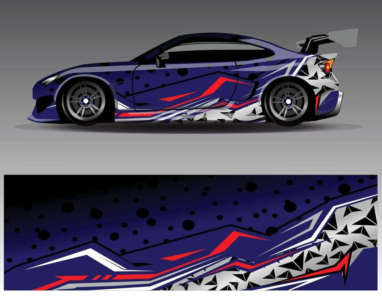 vector de diseño de envoltura de coche. Diseños de kits de fondo de carreras de franjas abstractas gráficas para envolver vehículos carrera de autos rally aventura y librea