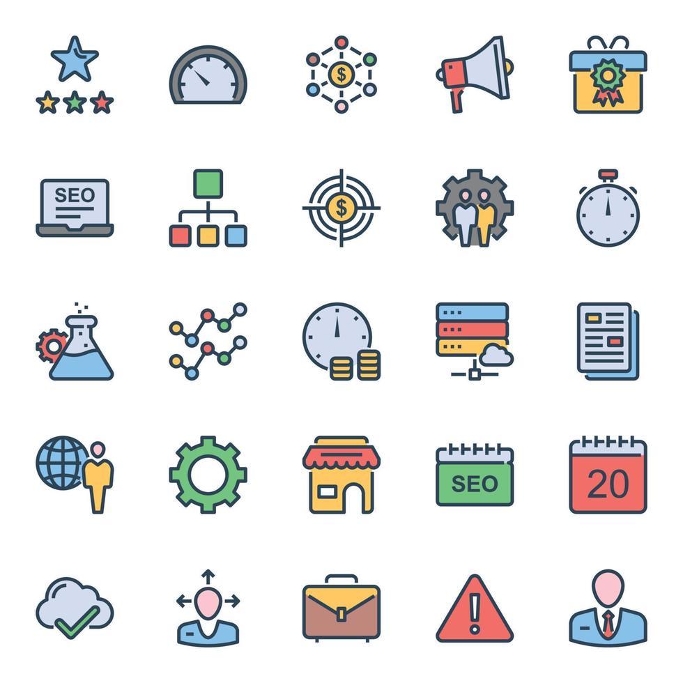 Filled outline icons for Seo and web. vector