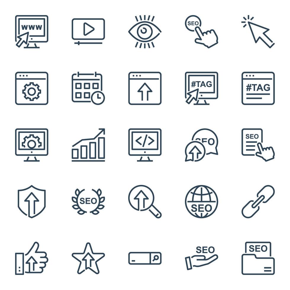 Outline icons for Seo and web. vector