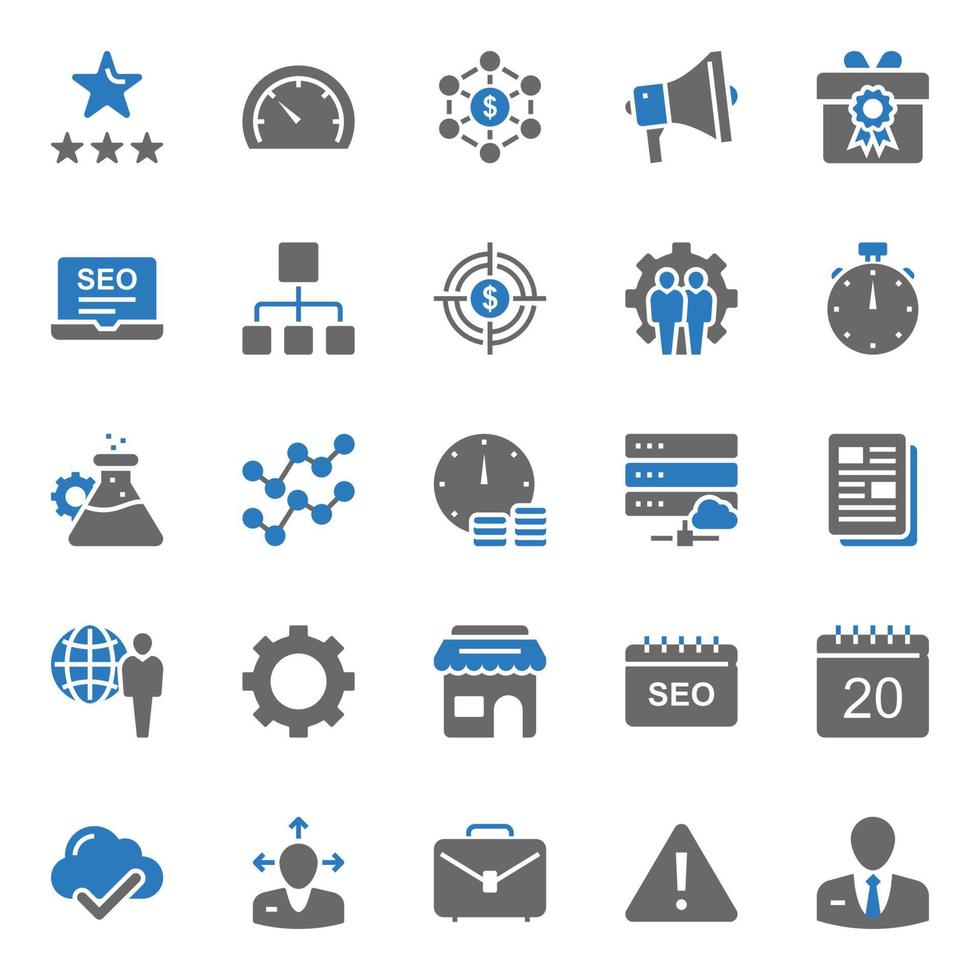 Two color icons for Seo and web. vector