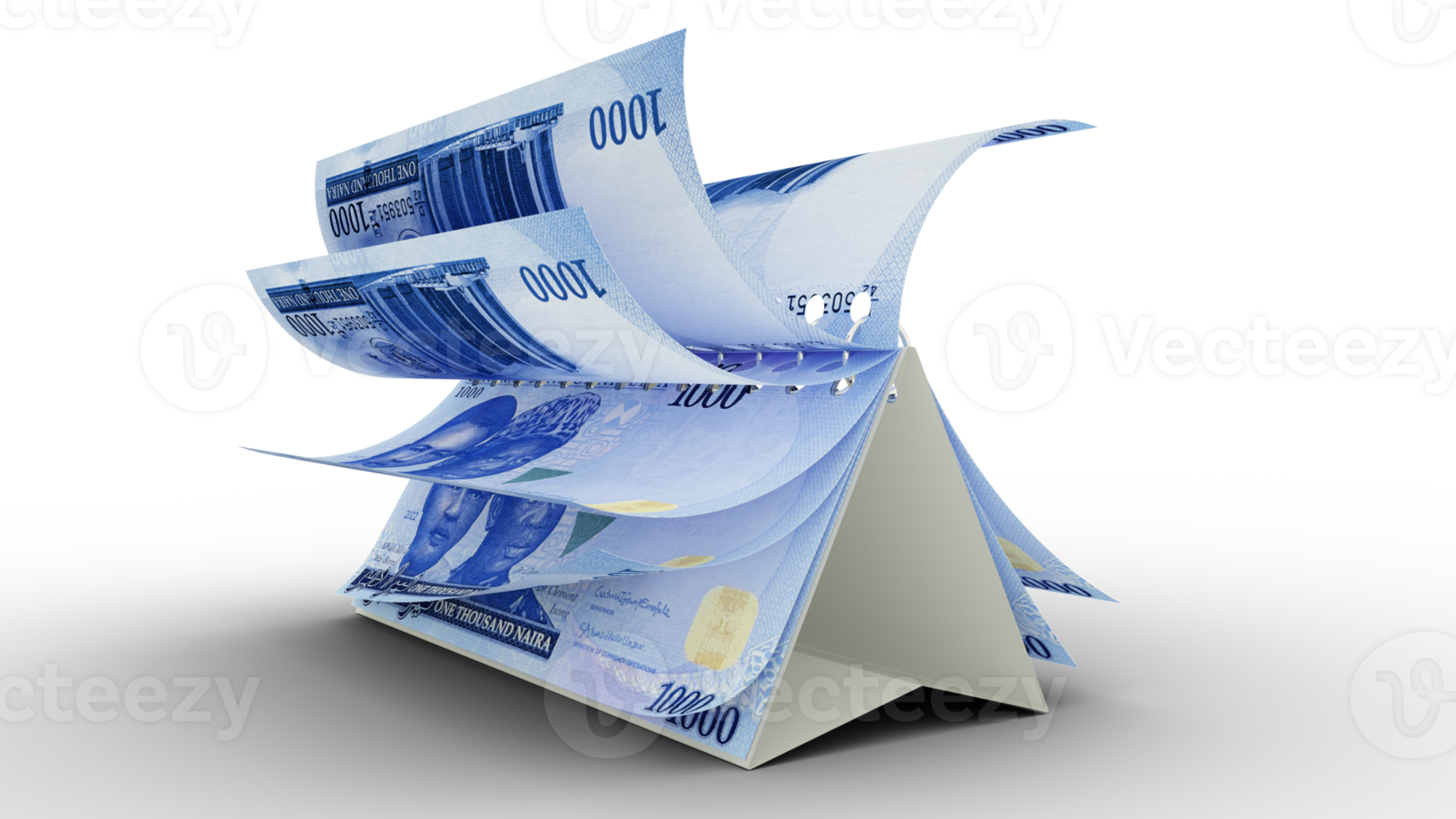 Kalender gemacht von Neu Nigerianer Naira Anmerkungen isoliert auf transparent Hintergrund. Geld Kalender. Ausgaben Konzept. 3d Rendern png