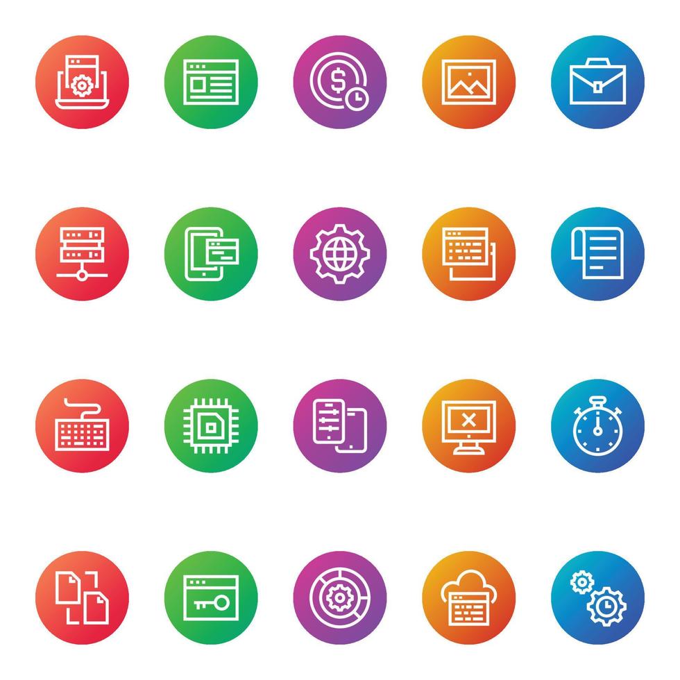 Gradient color icons for Seo and development. vector