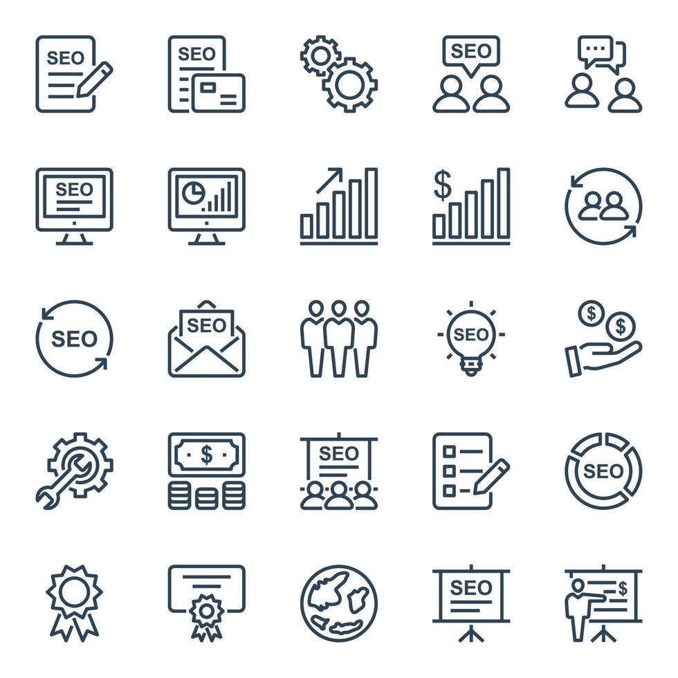 Outline icons for Seo and web. vector