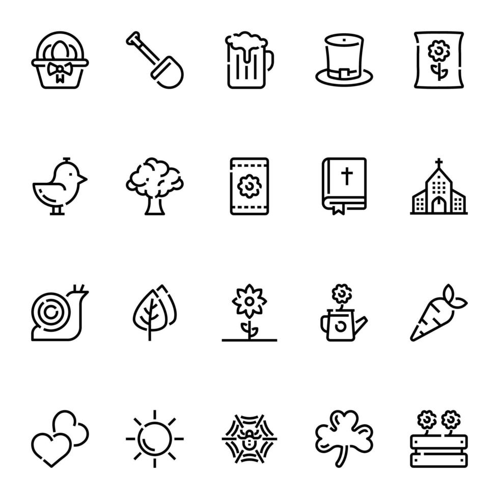 Outline icons for Spring. vector