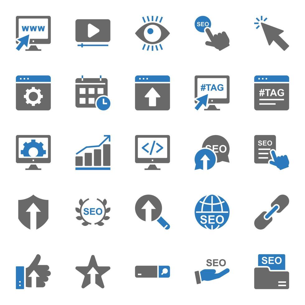 Two color icons for Seo and web. vector